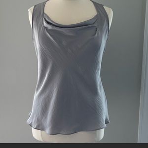 Spense, Sleeveless, Gray, Scoop Neck, Polyester/Crepe, Pullover Tank Top